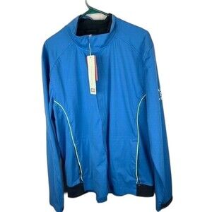 Cutter & Buck Size XL Mens Blue Windbreaker Jacket Mock Neck Side Zippers
